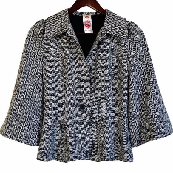 Vintage Pepper Houndstooth A-Line Jacket Sz S - Picture 1 of 9